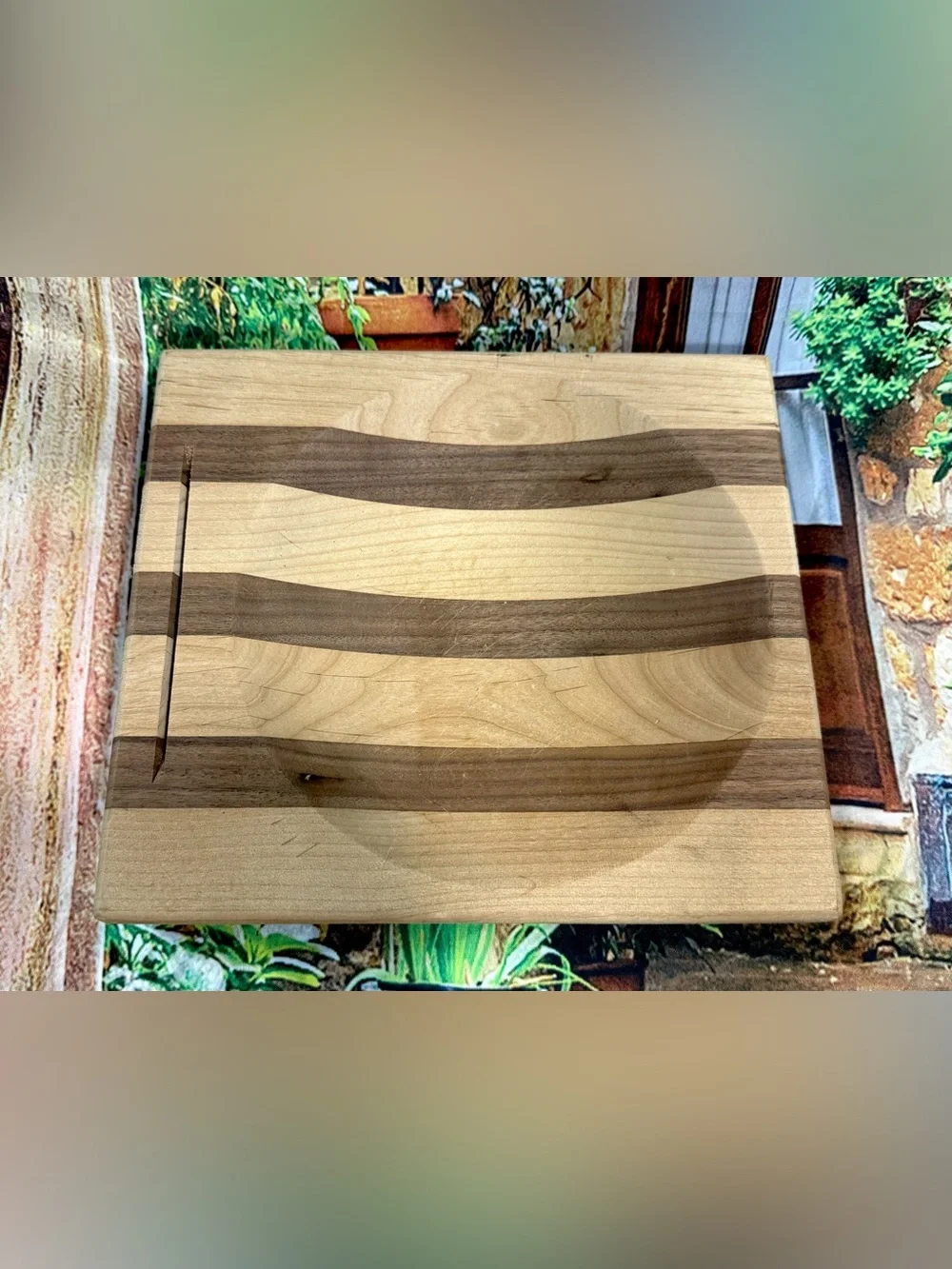 The Ulu Factory Alaska Birch & Walnut Stripe Chopping Bowl Board Hand Made